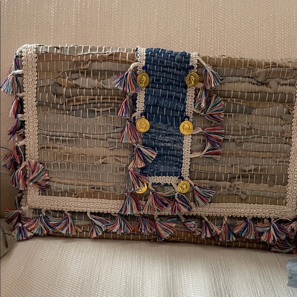 KOORELOO Woven Multicolor Fringe CLUTCH HANDBAG PURSE. NWT - Picture 5 of 9